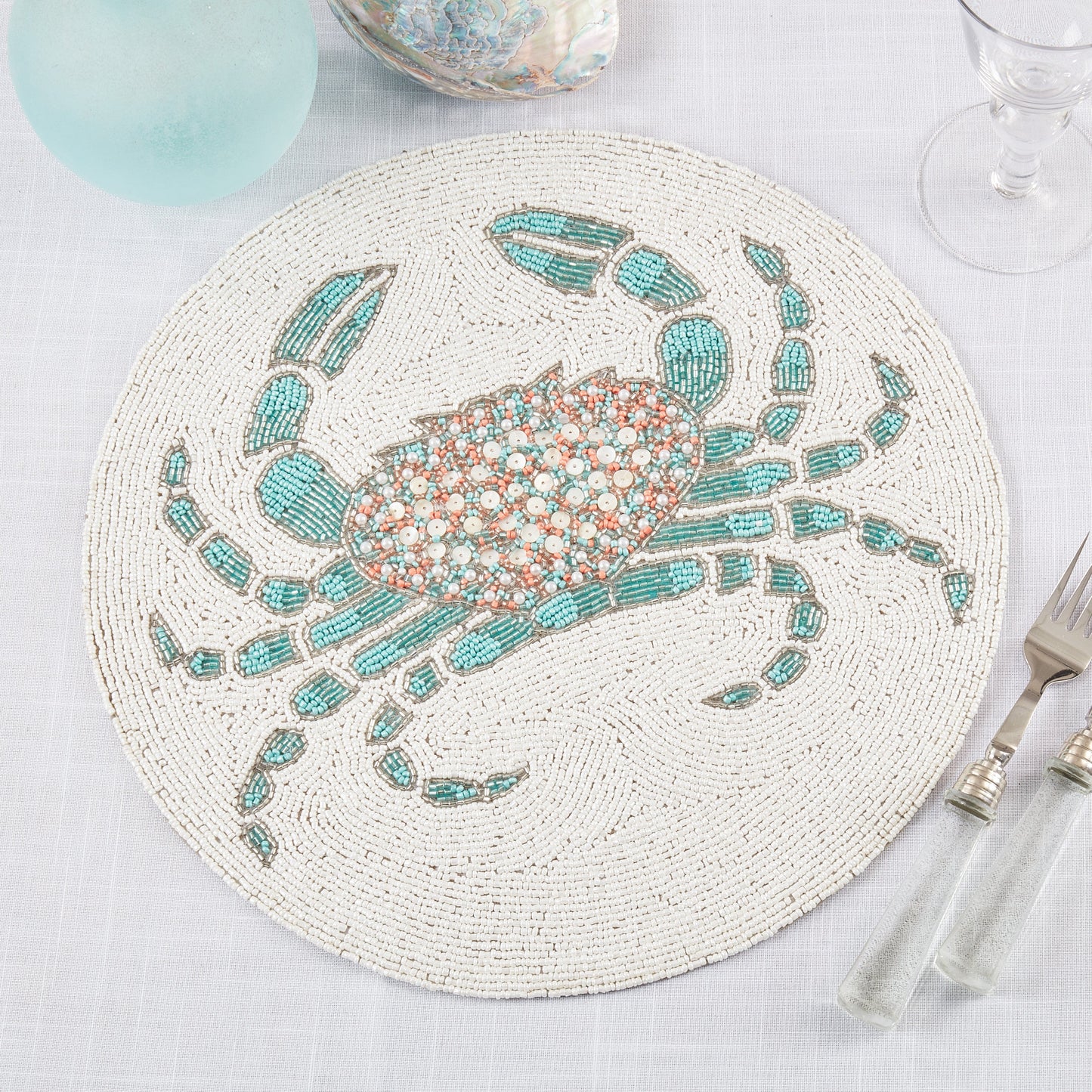 Crab Beaded Table Placemat, Set of 4