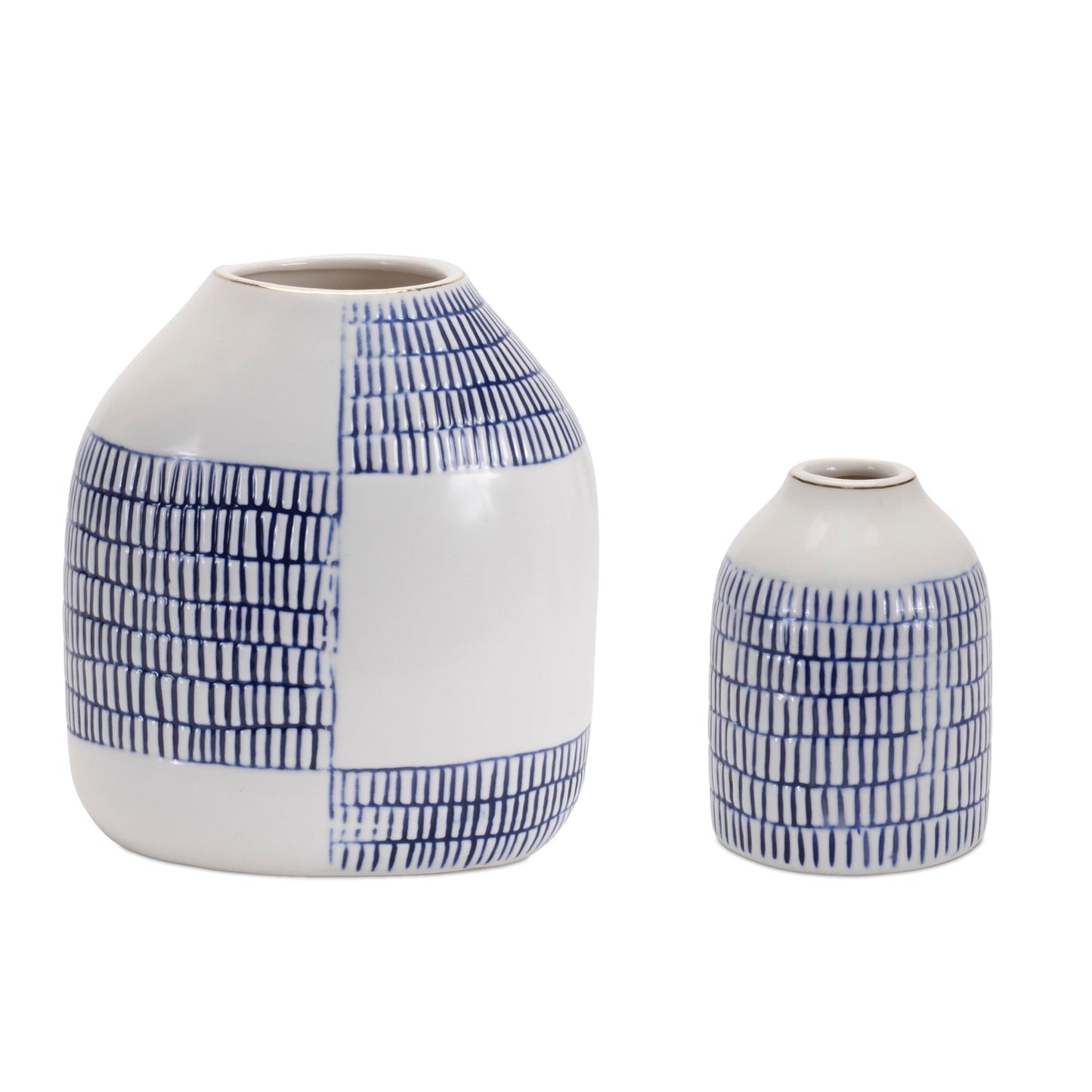 Etched Ceramic Bud Vase, Set of 2