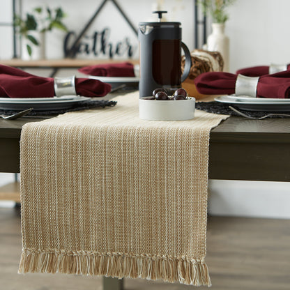 Taupe Variegated Fringe Table Runner 13X72
