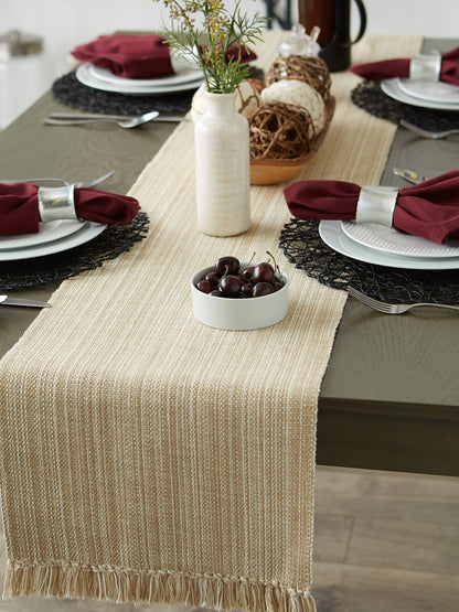 Taupe Variegated Fringe Table Runner 13X72