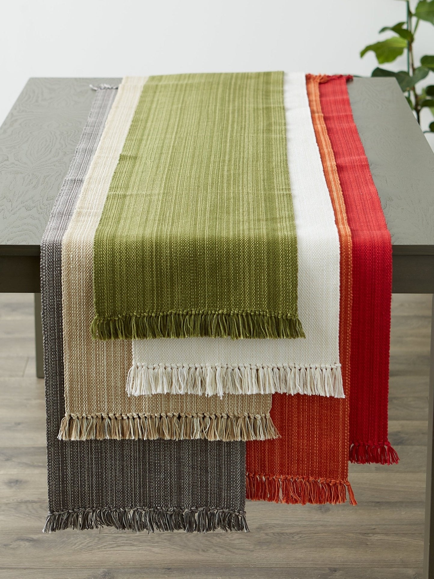 Taupe Variegated Fringe Table Runner 13X72