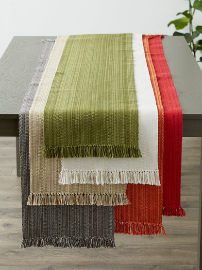 Taupe Variegated Fringe Table Runner 13X72